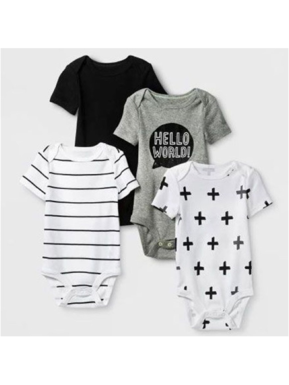 NWT Cloud Island 4PK Short Sleeve BODYSUIT Neutral size 6-9 months cotton
